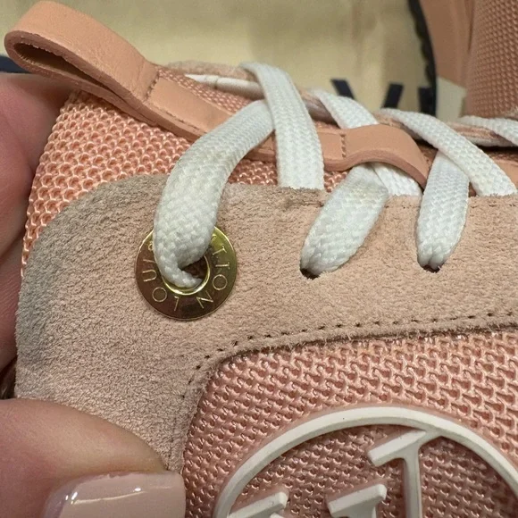 Louis Vuitton Pink and Damier Azur Run Away Sneakers - Picture 11 of 16